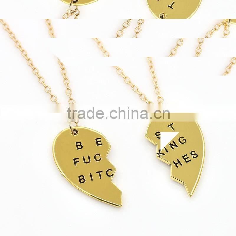 Best Bitches broken heart necklace pendant necklace wholesale