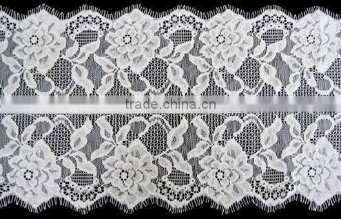 guipure double scalloped nylon eyelash lace trim for wedding dress