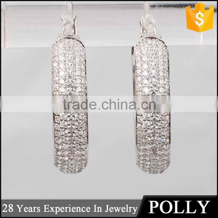 China jewellery ss 925 silver CZ hoop ring type earring wholesale