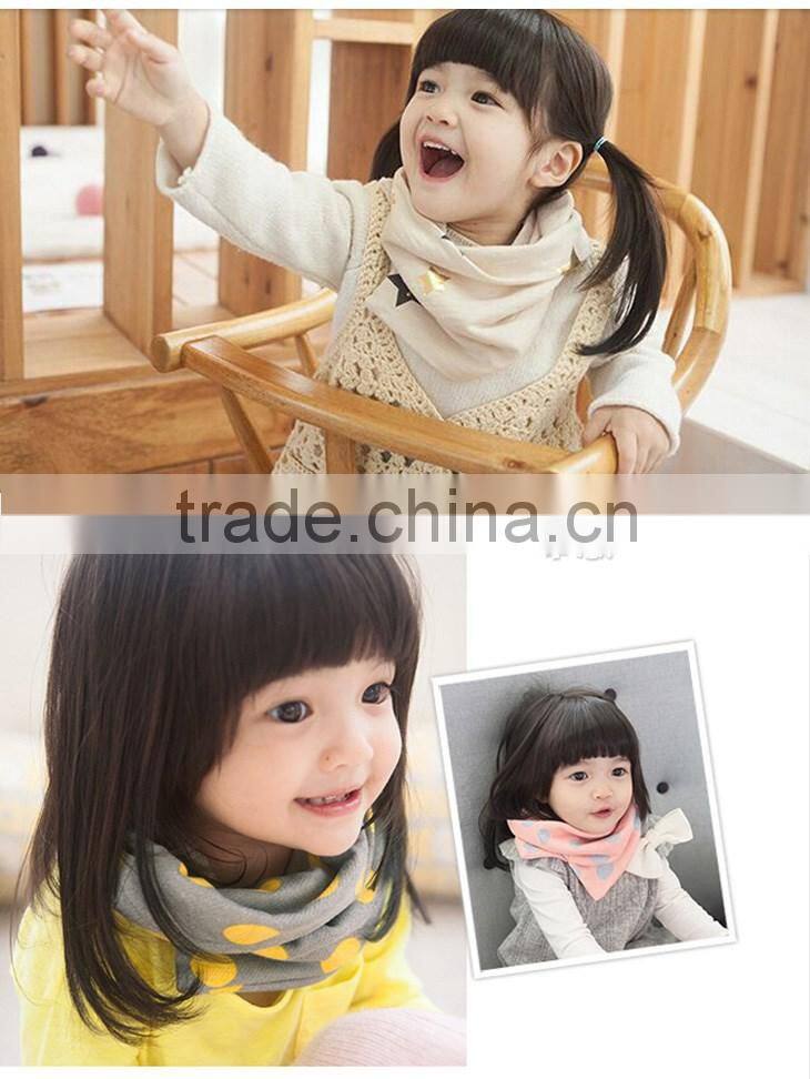 Fashion Cute Polka Dot Printed Kids Girls Cotton Knitted Circle Loop Infinity Scarf