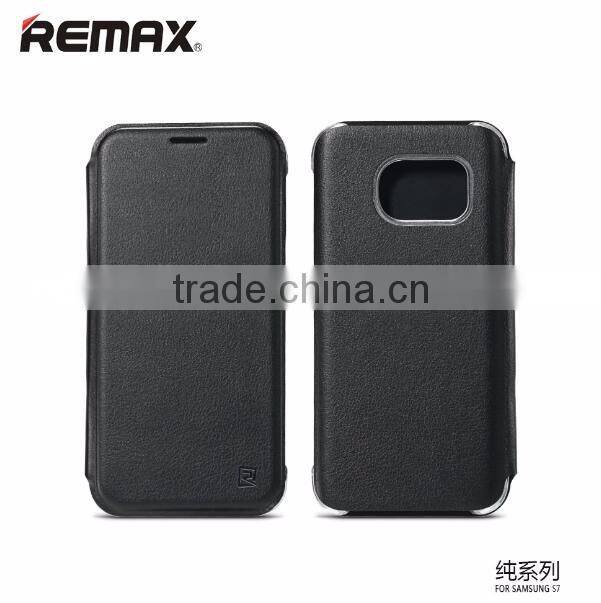 Remax Pure Sereis Luxury Leather Wallet Flip Leather Cover Case With Card Holder For Samsung Galaxy S7 Edge TB-0245