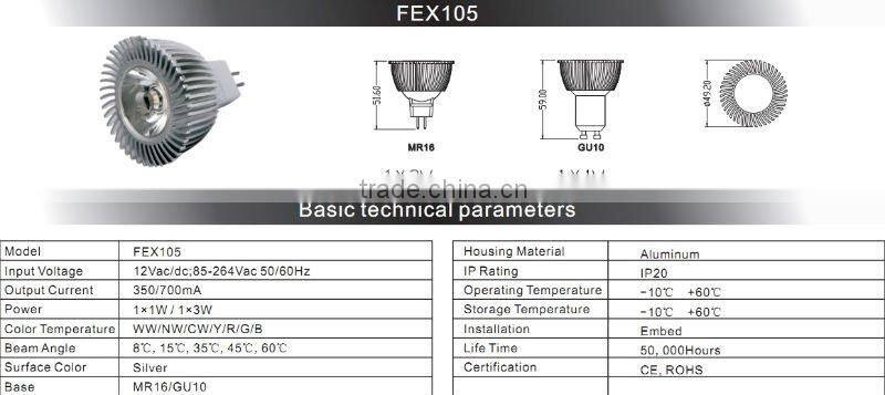 Ceiling LED spotlights 1W/3W