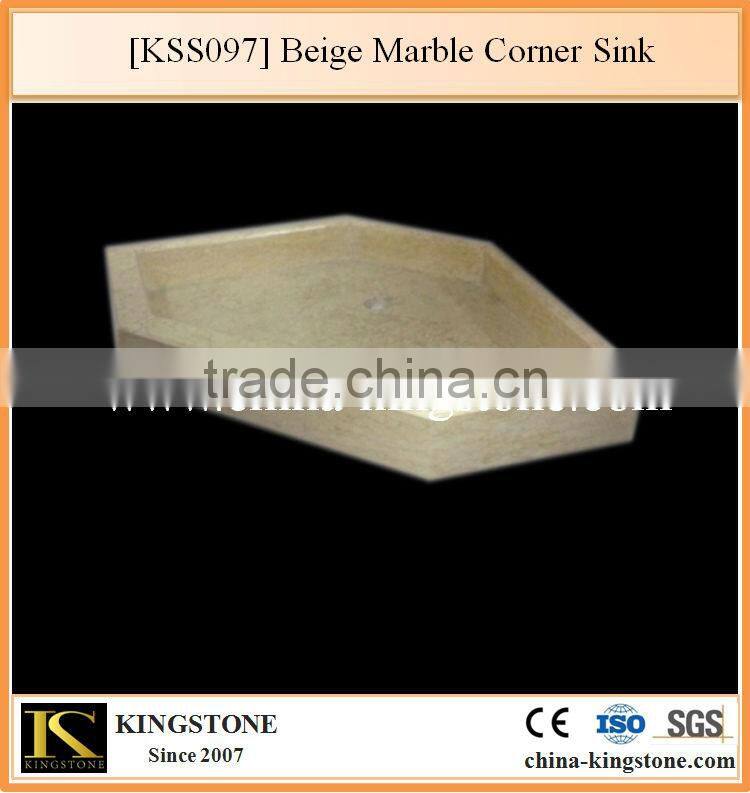KSS097 Beige Marble Stone Bathroom Corner sink