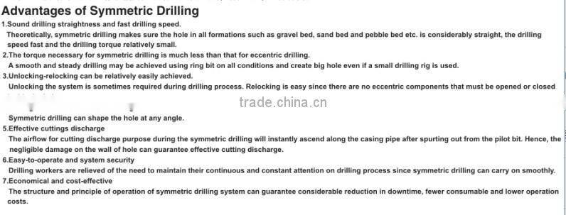 High air pressure drilling/Symmetric Overburden Drilling Equipment with competitive price/Mining Machine Parts