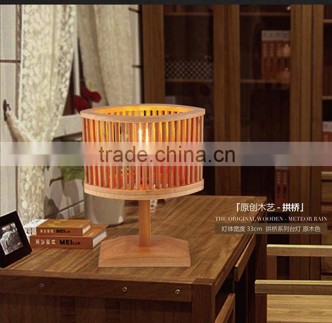 Handmade craft art wood modern table lamp for bedroom decor