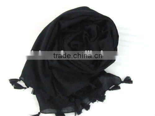 cotton scarf with pompoms lady's double 100 cotton voile scarf