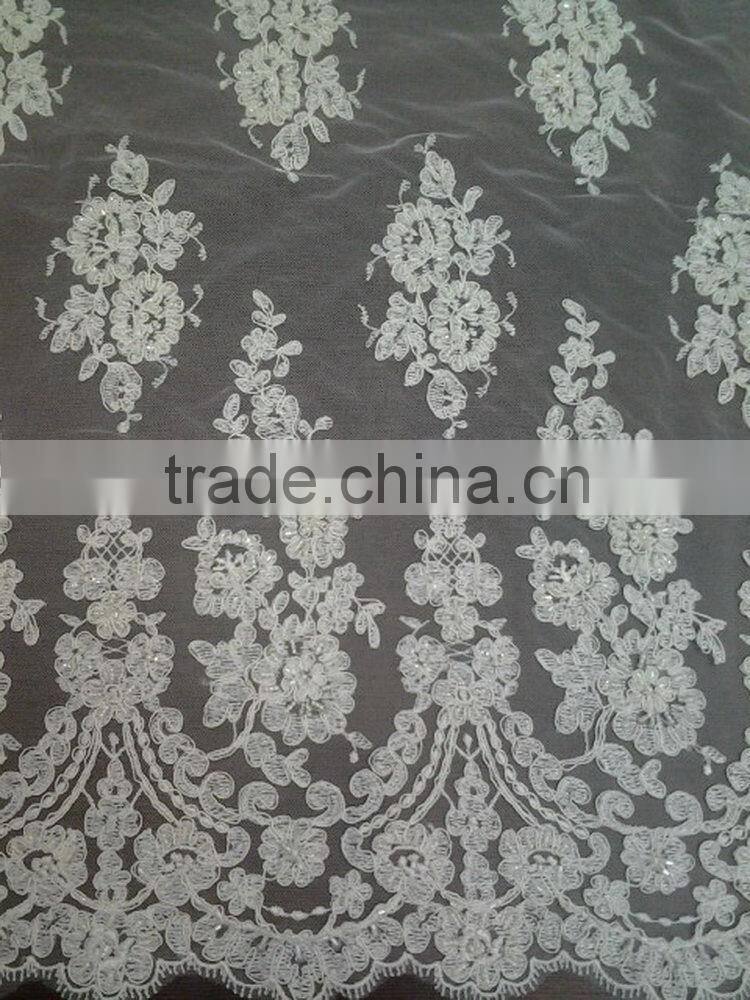 High quality most popular corded lace fabric