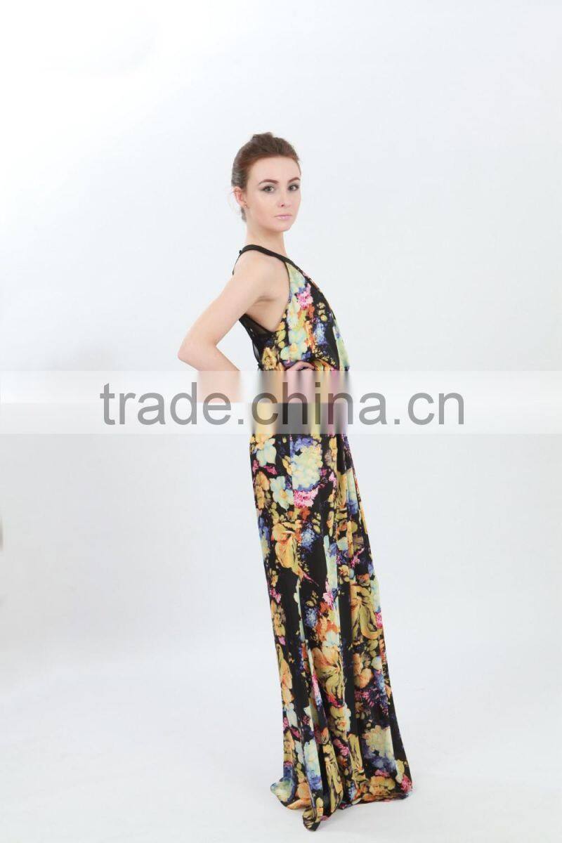 Summer Fashion Sleeveless printed Simple Long Dress