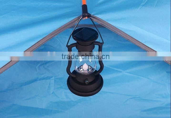 Rechargeable LED solar camping lamp with hand crank