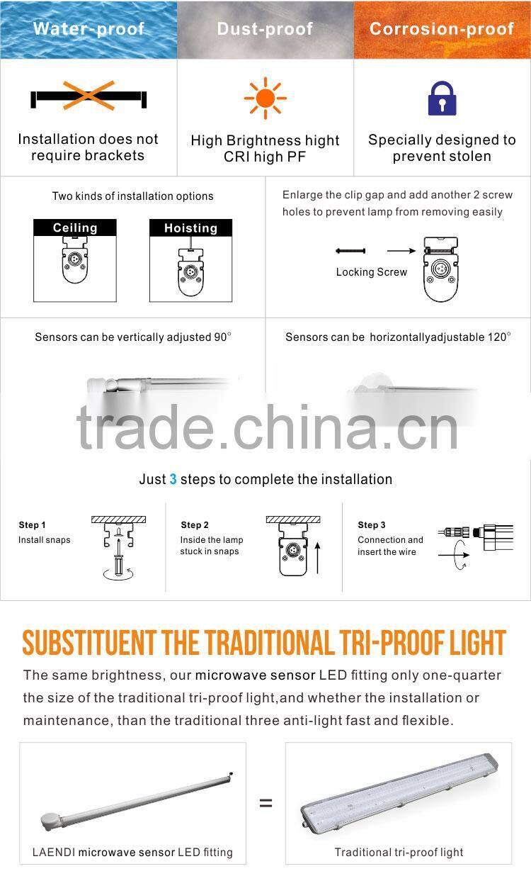 outdoor qualified ip65 t8 led tube with microwave sensor