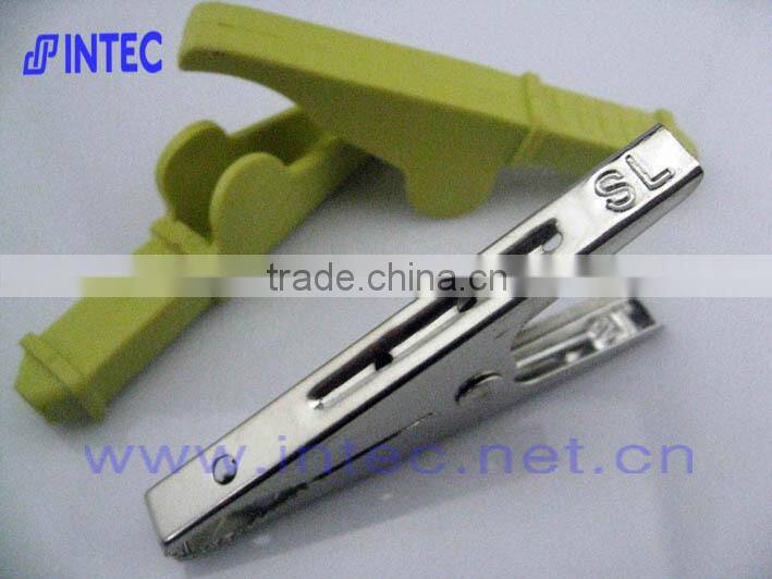 Jumper Wires Alligator Crocodile Roach Test Clip Plastic Handles Crocodile clips 75mm yellow color I00158