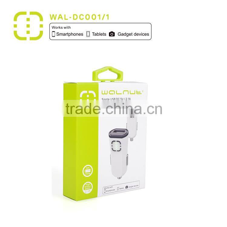 Walnut mfi certified car charger for iPhone 6S/iPhone 6S plus/6/6 Plus