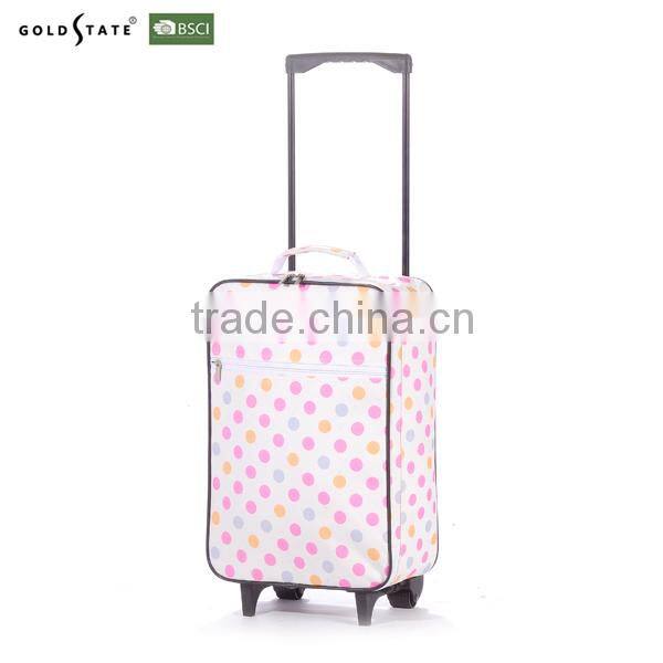 2016 Pink luggage with dot convenient 16'' printing trolley luggage