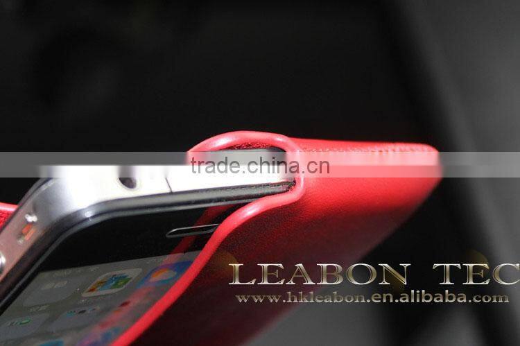 Window Smart view leather flip cover case for iphone 4 phone case