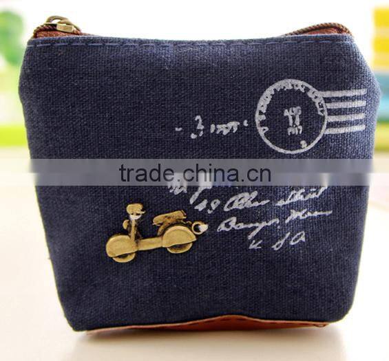 New design striped printing canvas coin purse with low price