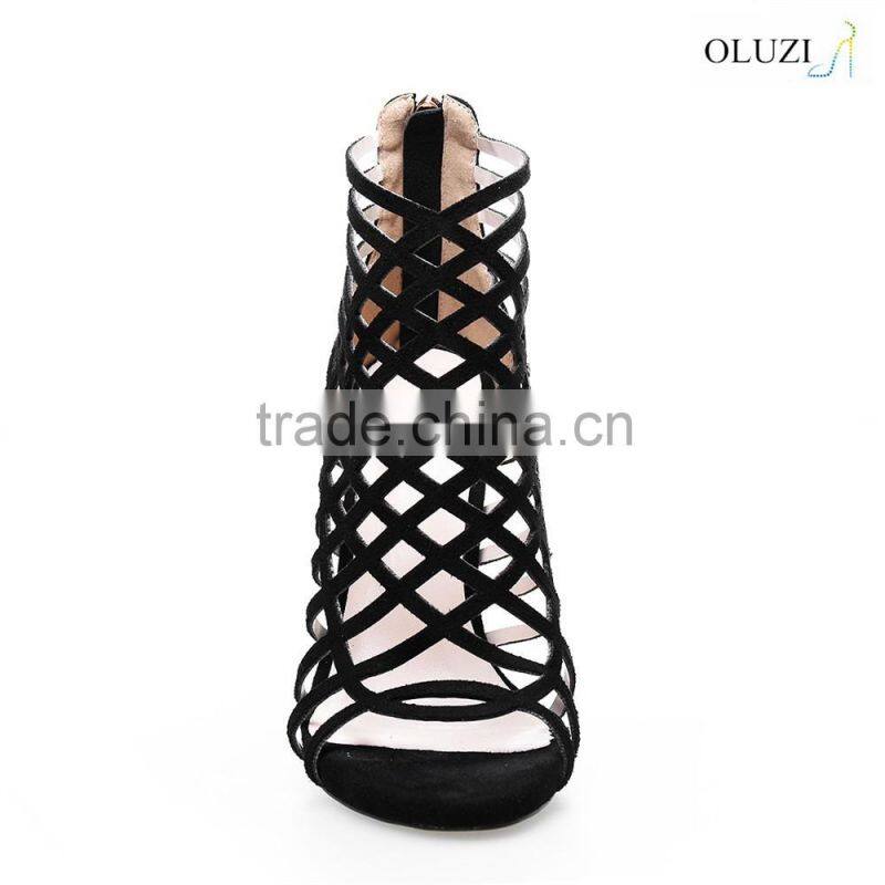 OLNS009 2016 beautiful gladiator sexy women sandals green ankle strap novelty fish toe sandal shoes for women