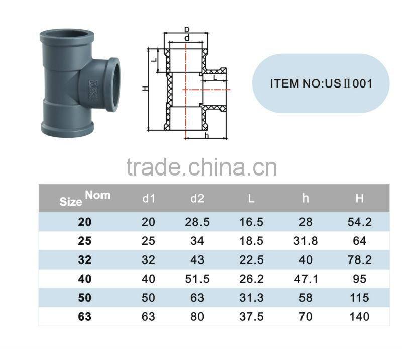 High Quality ERA high pressure pvc pipe fitting tee
