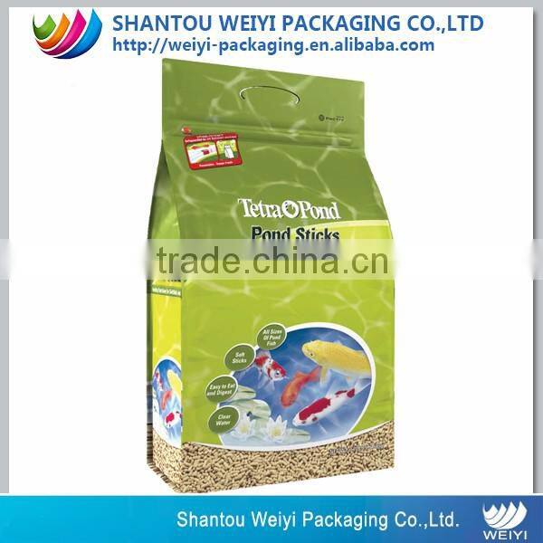 Stand up dog/cat/fish animal feed packaging bag plastic pet food bag with ziplock