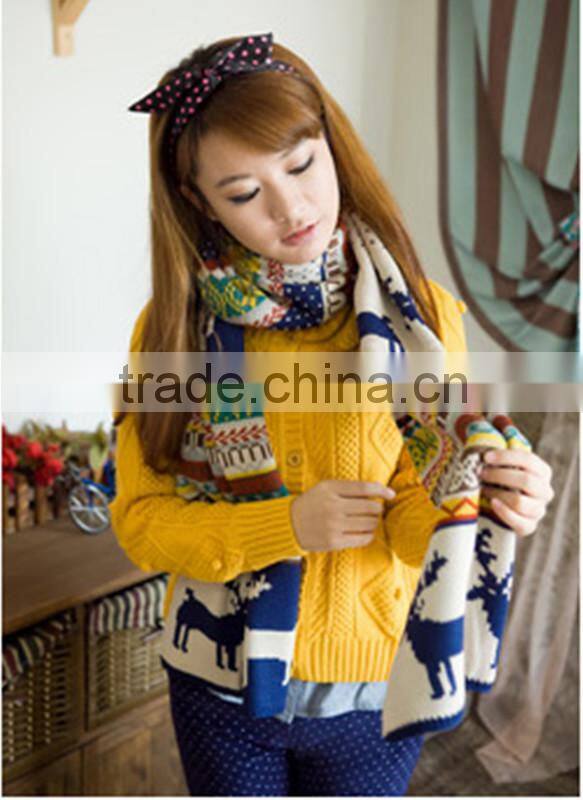 100% acrylic chunky jacquard double knitted scarf