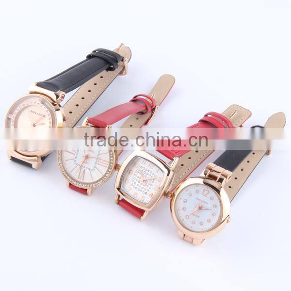 Water resistant quartz strap watch with diamond