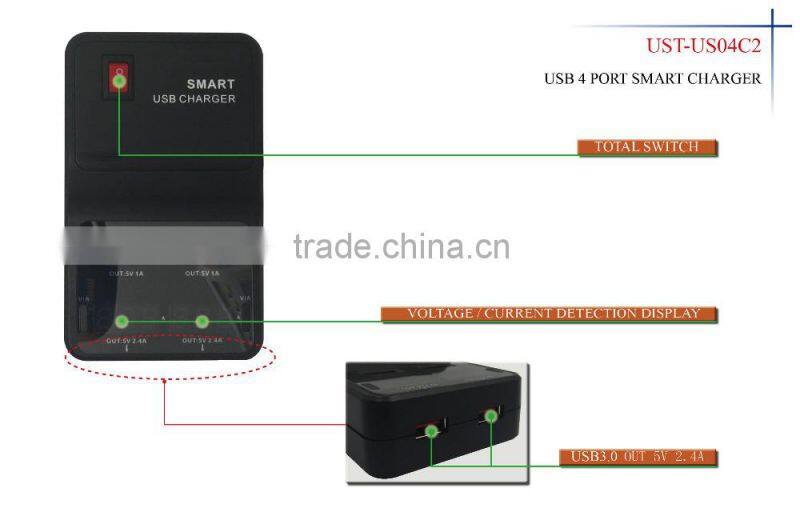 4 usb Travel charger smart charger wall travel charger usb charging port power adapter