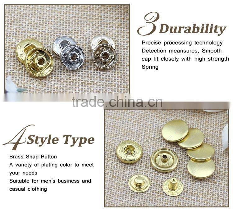 Brass Tin Brass Push Button Spring Snap Button,Snap Fasteren for Denim