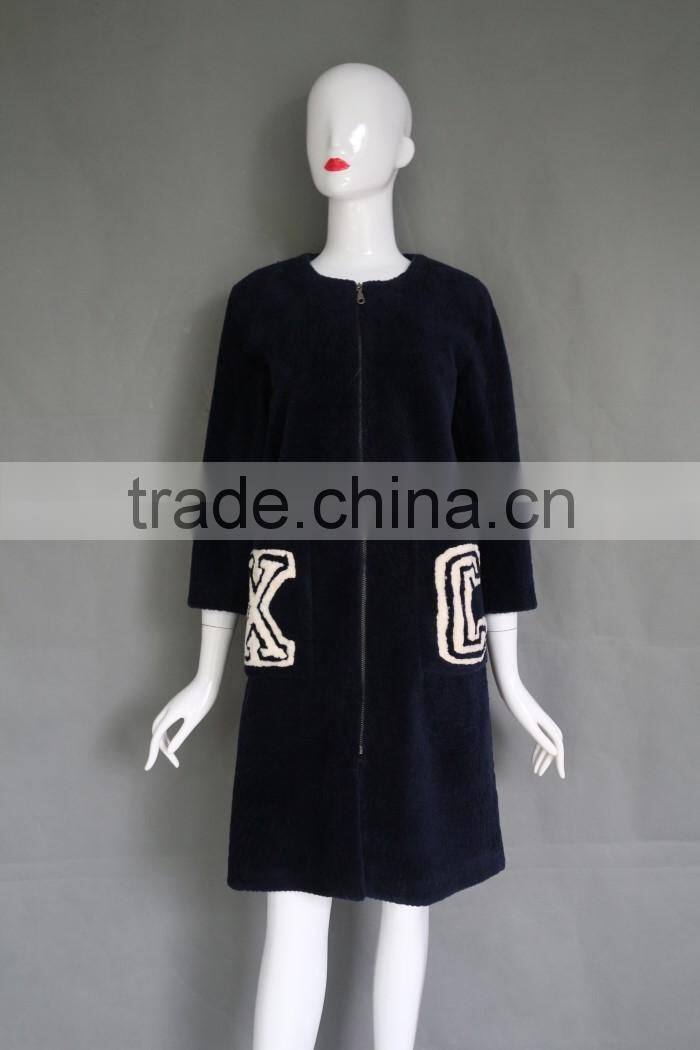 Morden Fashion Lamb Shearing Fur overcoat Winter Warm Women Fur Coat With Pattern Design