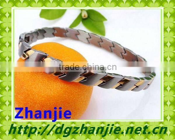 Chocolate and Gold Two-tone Titanium Bracelets#11002