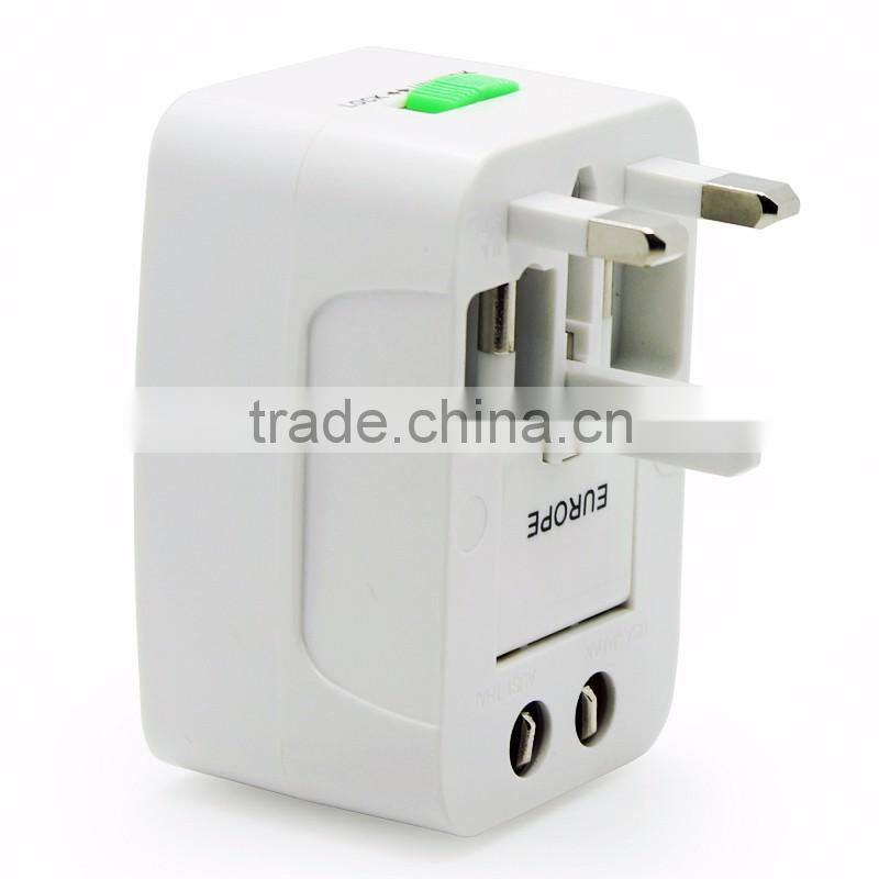 High quality Universal International Plug Adapter 2 USB Port World Travel AC Power Charger Adaptor