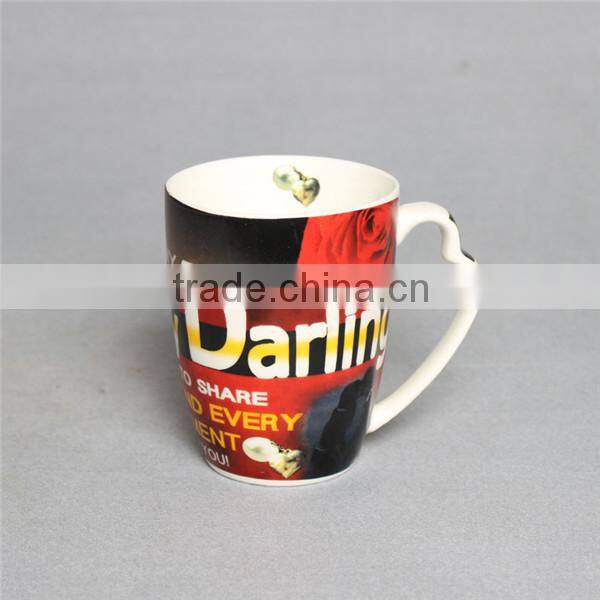 2015 customize white new bone china mugs with decal