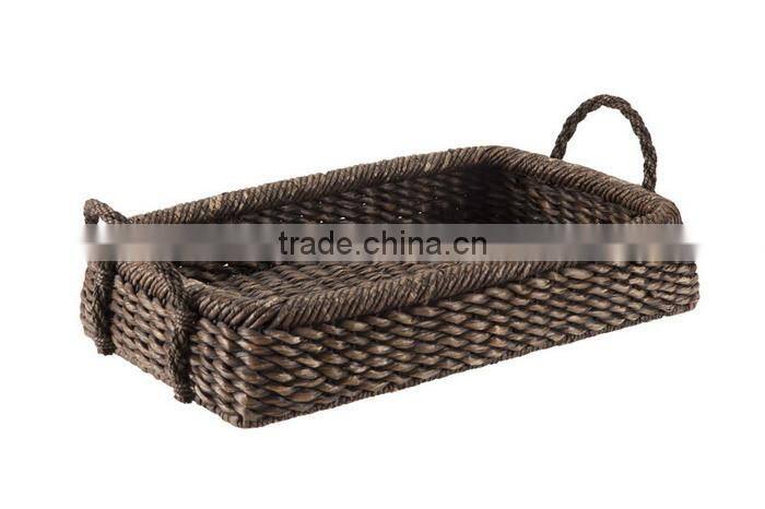 Rectangle natural seagrass woven storage basket with handles