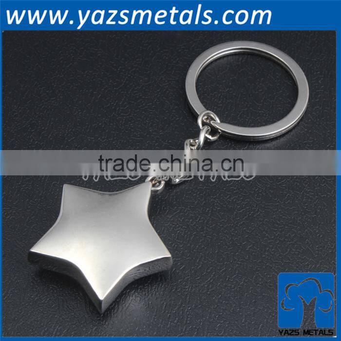 metal chrome plating blank star shape keychain