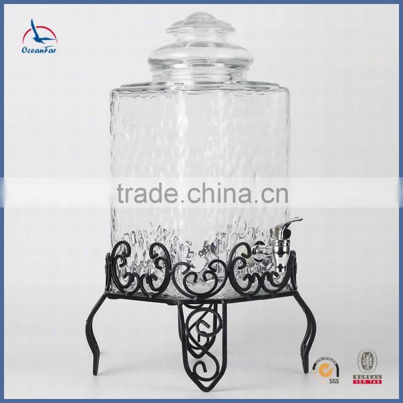 Best Selling Clear Juice Glass Jar Square Glass Water Dispenser Tap Jar With Water Faucet