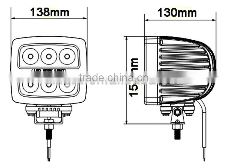 Reverse Polarity protected 9V 32V DC auto work light led 60w with PC cover