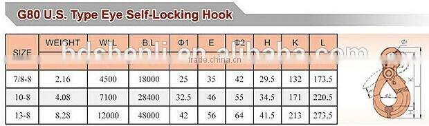 DSL G80 Drop Forged Swivel Locking safety Hook with Bearing