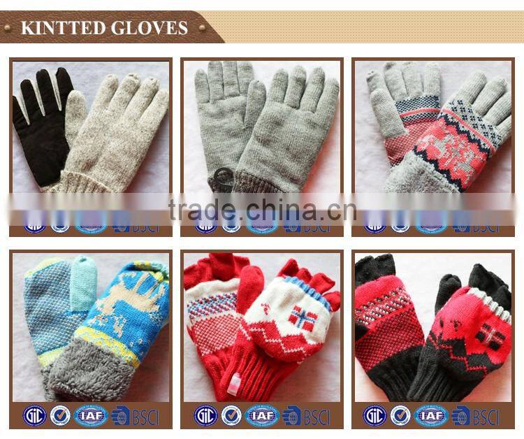Factory custom wool lined ladies black tight sheepskin leather touch gloves