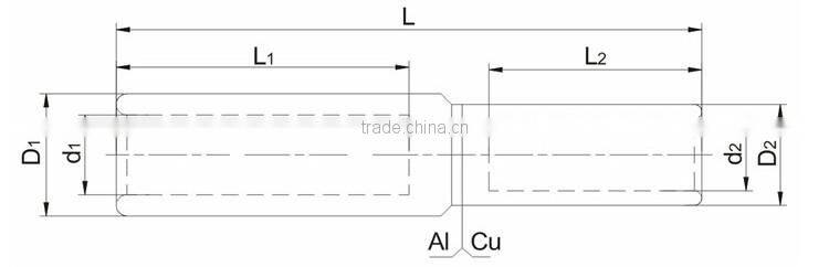 Aluminum- Copper Electric Connecting Tube / Aluminum Ferrule Connector
