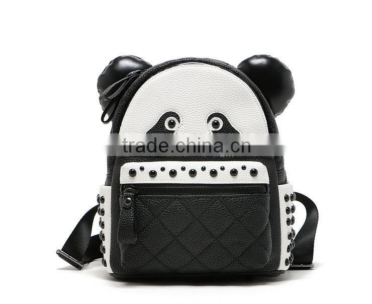 fashion pu backpack handmake panda design day backpack bag for young