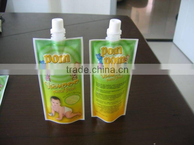 stand up recycle children juice bag with spout/plastic spouted drink bag with spout