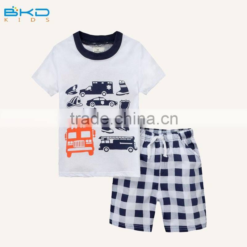 BKD Embroidery monkey t-shirs and fish pants for infant clothes set