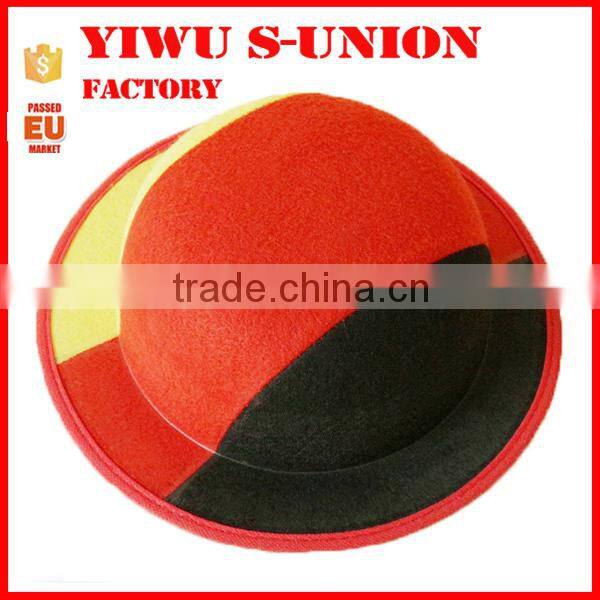 Custom yellow red black carnival clown felt party bowler hats for sale