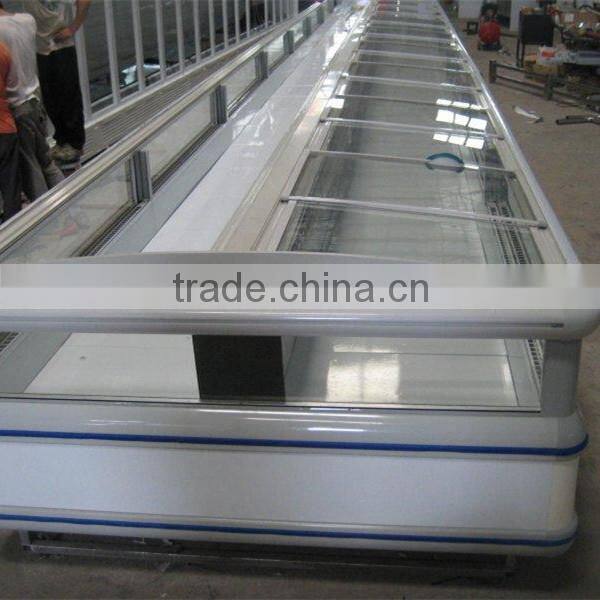 Double side commercial supermarket meat and fish display freezer