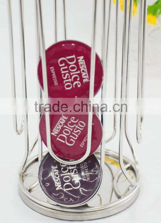 Customized wall mounted Stainless Steel Coffee Capsule Holder 24 pod storage