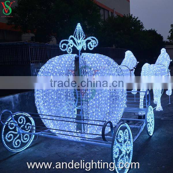 Hot sell outdoor Christmas lights 3D acrylic pumpkin horse carriage decoration light