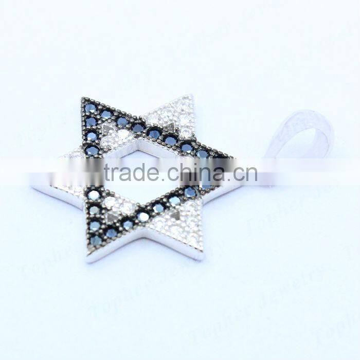 925 sterling silver star of david pendant charm zircon design