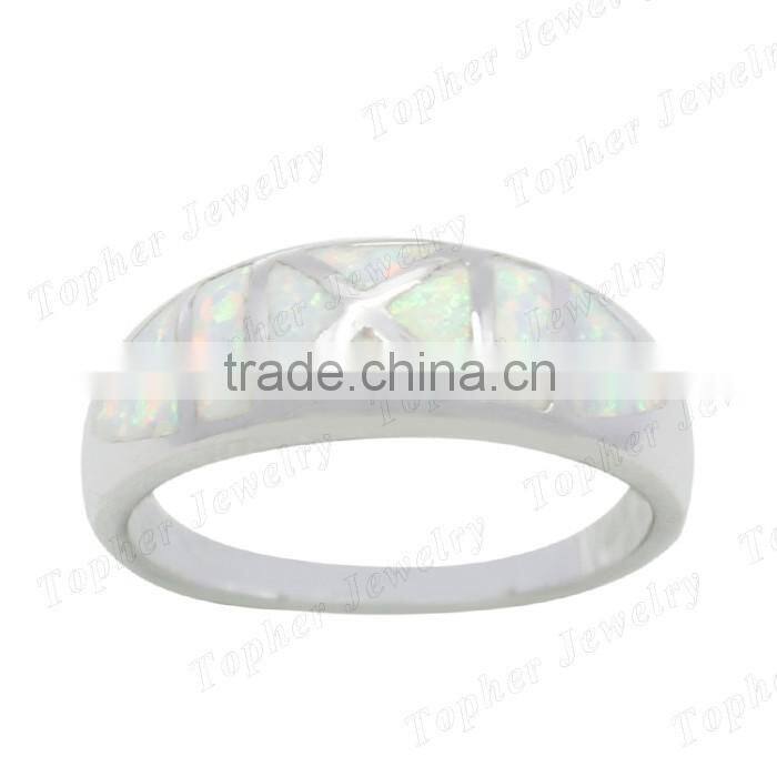 Wholesale Synthetic Opal Rings unisex wirte opal ring
