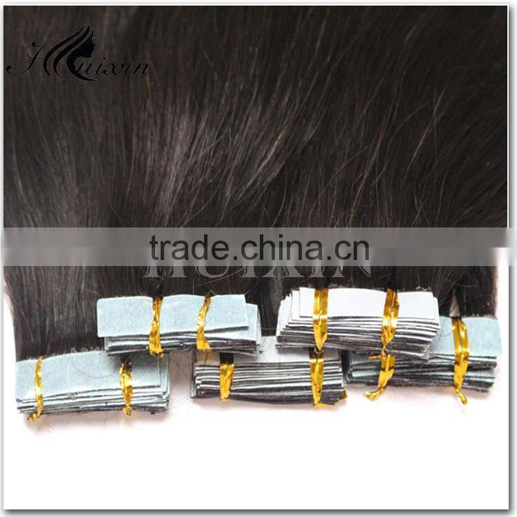 Double drawn human hair tape hair extensions wavy hair tape extensions