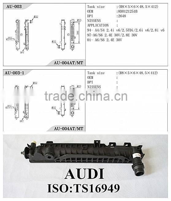 Engine Part Water Tank Auto Radiator For AUDI