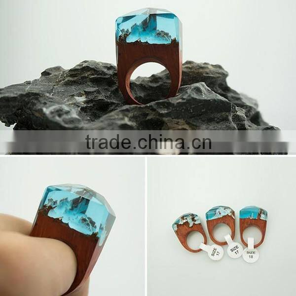 christmas promotional gift 2016 miniature landscapes for women jewelry secreted wooden rings