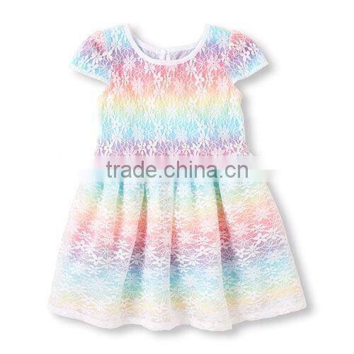 New arrival lace cotton dress colorful girls dress